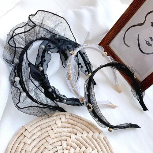 Kepala Renda Hitam Mutiara Wanita Serba Cocok Hair Accessories for Women Headwear