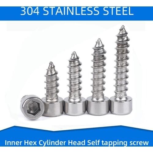 304 Stainless Steel Inner Hex Screws Cylinder Head Hexagon Machine Screw Bolt Fastening Nail M1.7 M2 M2.3 M2.5 M3 M3.5 M4