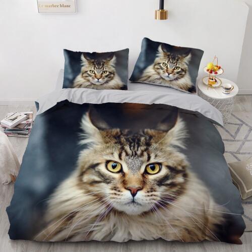 3D Bedding Sets White Duvet Quilt Cover Set Comforter Bed Linen Pillowcase King Queen 220*260cm Size Dogs Pet Dog Cat Design