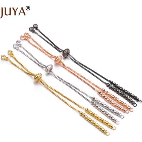 4 Pieces Wholesale Copper Beads Slider Adjustable Chains For DIY Making Bracelets Jewelry Accessories Components