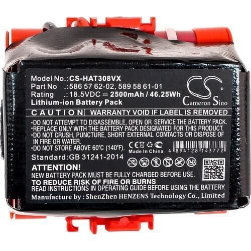 Cameron sino 2500mah battery for GARDENA McCulloch Rob R600 Rob R1000 HUSQVARNA Automower 105 GARDENA 586 57 62-02