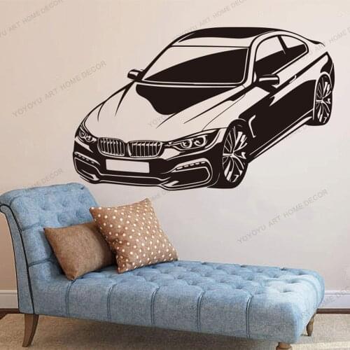 Large BMW Car Wall Sticker Boy Room Nursery Sport Vehicle Auto Wall Decal Bedroom Playroom Viny For Home Living Room Decor rb195