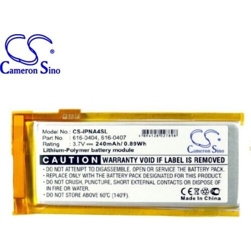 CameronSino for iPod Nano 4th 16GB MB903LL/A 616-0405 616-0407 P11G73-01-S01 battery