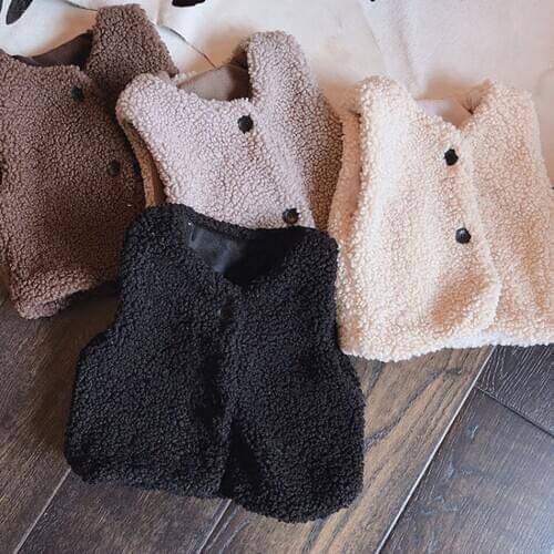 Baby Girls Double Vest Boys Clothing Plush Warm Fashion Vest Autumn Winter Kids Costume For 1-6 Years Children