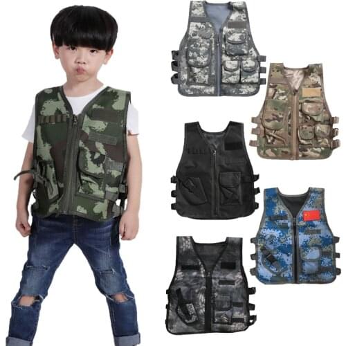 Children Army Airsoft Vest Tactical Military Jacket Kids Boys Training Quick Dry Camouflage Vest Adventure War Game Hunting Vest