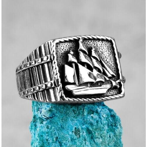 Smooth Sailing Good Luck Safe Stainless Steel Mens Rings Punk Hip Hop for Male Boyfriend Biker Jewelry Creativity Gift Wholesale