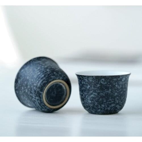 Japanese-Style Coarse Pottery Cups Ceramic Kung Fu Cups Fragrance-Smelling Cup Teacup Handmade Retro Kiln Baked Ceramic Teacups