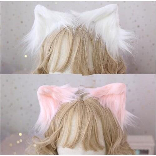 Simulation Animal Beast Ears Hairpin Headdress Cosplay Girl Lovely Plush Detachable Cat Ear Lolita Hair Accessory Props B1301