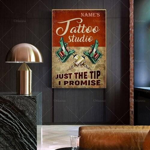 Customized Tattoo Studio Poster, Just The Tip I Promise, Idea Gift For Tattoo Artists Vertical Poster Wall Art Prints Canvas