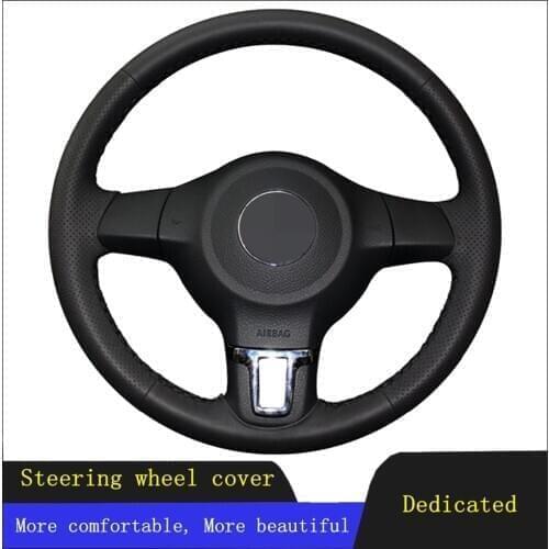 DIY Accessories Steering Wheel Covers Black Hand-stitched Artificial leather For Volkswagen Golf 6 Mk6 VW Polo MK5 2010 - 2013