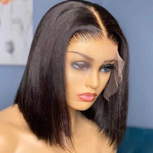 Short Bob Human Hair Wigs 4x4 Closure Bob Human Wig Brazilian Straight Lace Front Bob Wigs 13x1 Lace Part Bob Wig Human Hair Wig