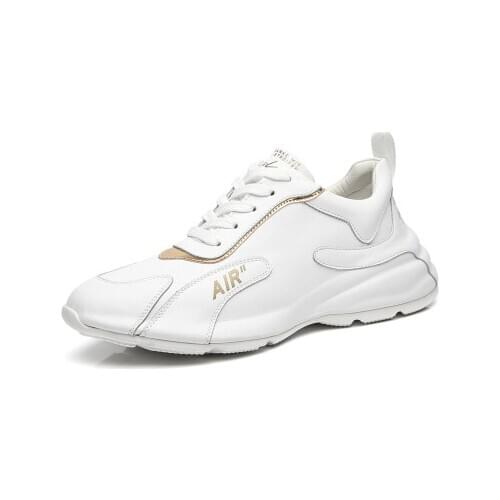 Mens Casual Shoes Breathable Increased Thick Bottom White Genuine Leather Sneakers Autumn Winter Walking Male Sport Shoes