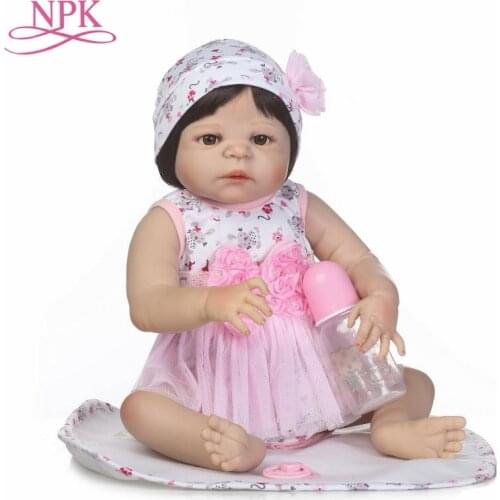 NPK 55cm Soft Silicone Reborn Dolls Baby Realistic Doll Reborn 22 Inch Full Vinyl Boneca BeBes Reborn Doll For Girls