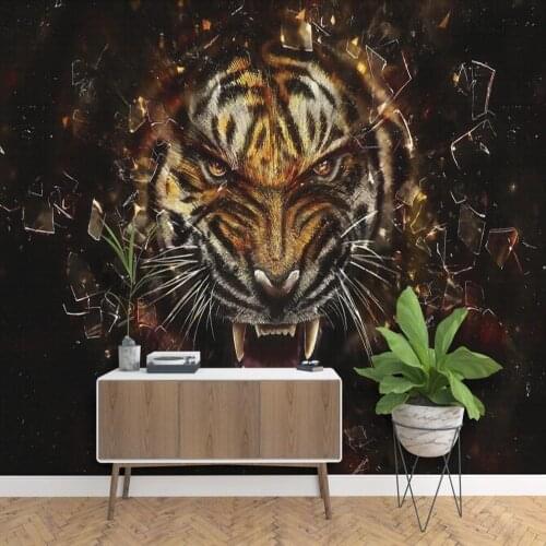 Milofi custom 3D wallpaper mural hand-painted oil painting tiger background wall background wall living room bedroom decoration