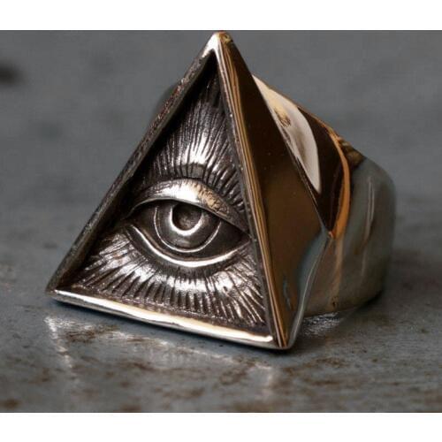 Eye of Providence 316L Stainless Steel Ring Mens Masonic All Seeing Eye Biker Jewelry