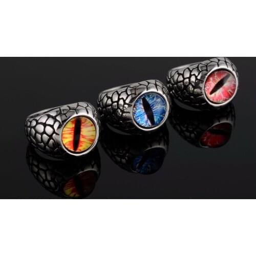 Men Stainless steel Evil Eye Ring Male Jewelry Punk Style Personality Night Club Accessories