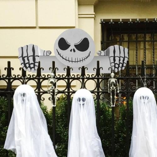 2021 New Halloween Ornaments Peeping Skeleton Man Decor Large Size Room Fence Decor Acrylic Installation-Free Creative Pendant