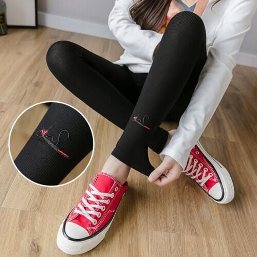 2020 Autumn New Products Pure Cotton Maternity Pants Embroidered Kitten Trousers Toefl Leggings