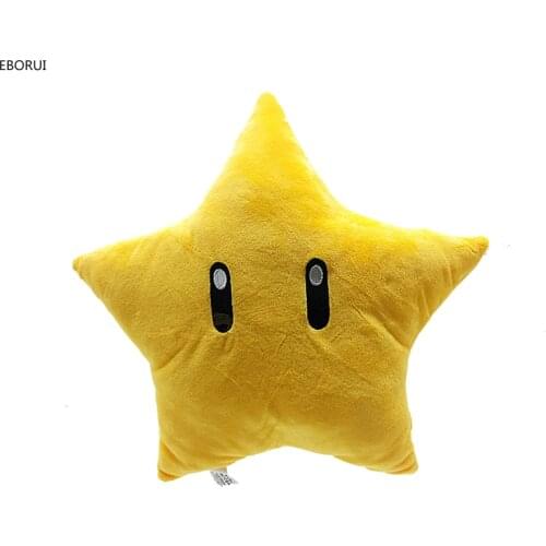 Approximately 30CM High Quality Children Plush - Mario Plush Doll Toy Yellow Five-Pointed Star Pillow Soft Stuffed Plush Toy