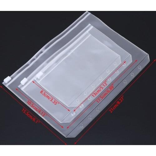 1pc File Organizer Storage Folder Standard Transparent PVC Loose Leaf Pouch with Self-Styled Zipper Filing Binder Document