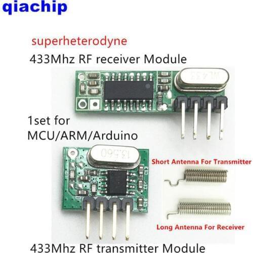 1 set RF module 433 Mhz superheterodyne receiver and transmitter kit with antenna For Arduino uno Diy kits 433mhz Remote control