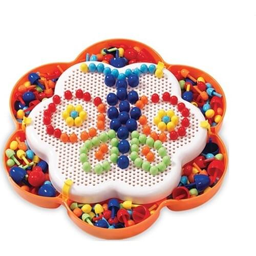 Educational Flower Nail Game 260 Piece Girl Boy Children 'S Educational Hand Eye Coordination Developer Color Play Set