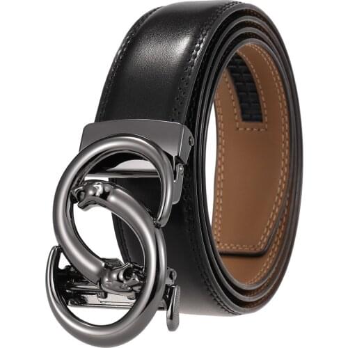 New Leather Belts for Men 3.5cm Fashion Automatic Buckle Leather Belt Mens Belts LY136-23280-1 Men Luxury Designer Brand