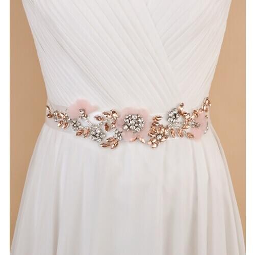 TRiXY S419-R Pink Rhinestones Belt Bridal Belt Diamonds Belt Wedding Belt Bridal Sash Bridal Dress Accessories pink Jewelry Belt