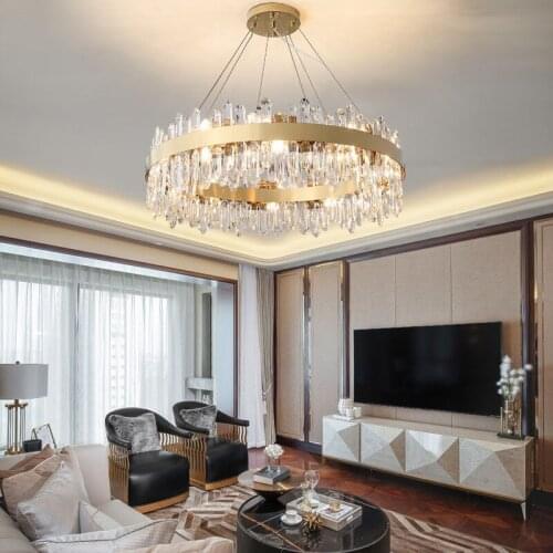 Luxury Modern Crystal Chandelier Lighting For Living Room Round Gold Crystal Lamp Dining Room Bedroom Led Light Fixtures