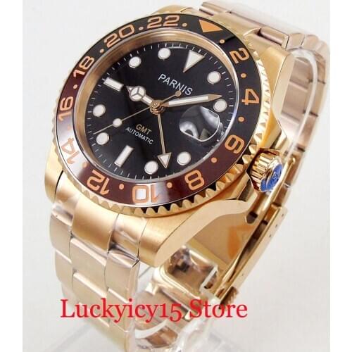 Luxury Mechanical Mens Watch With Auto Date Sapphire Crystal Rose Gold Plated Bracelet Rotating Bezel 40mm Automatic Watch