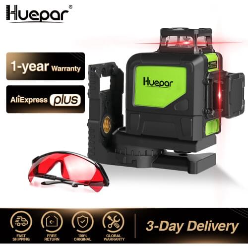 Huepar Red Cross Line Laser Level Self-leveling 8 Lines 360 Vertical Horizontal Lasers With Pulse Mode For Outdoor&Laser Glasses