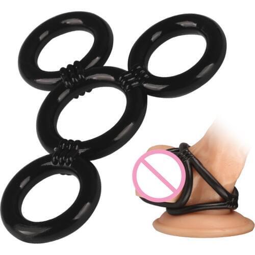 Silicone 4 Ring Penis Ring Cock Ring Male Chastity Cage Device Scrotum Ring Masturbator Adult Sex Toys for Men Delay Ejaculation