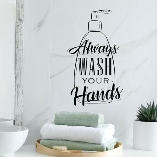Slogan Wall Decal Always Wash Your Hands Quotes Door Window Vinyl Bathroom Toilets Interior Decor Waterproof Art Wallpaper E881