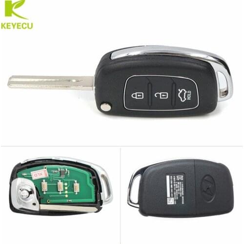 KEYECU 3 Buttons Replacement Folding Remote Key Fob 434MHz ID46 Chip for Hyundai IX35 2013-2015,with 4D60 chip for IX45