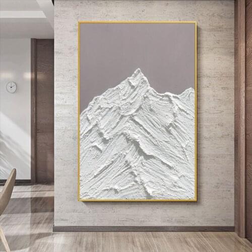 Modern Simple Vertical Version Of Snow Mountain Landscape Restaurant Three-dimensional Hand-painted Oil Painting Decoration