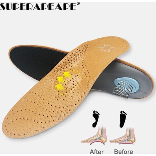 High quality Leather orthotics Insole for Flat Foot Arch Support 25mm orthopedic Silicone Insoles for men and women shoes