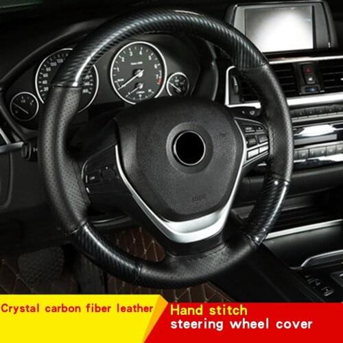 Carbon Fiber Leather Car Steering Wheel Cover Universal Non-Slip Steering Case Wheel Cover Steering-Wheel Interior Accessories