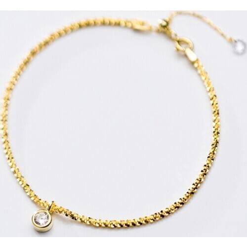 2020 Simple Korean 925 Sterling Silver Bracelets for Women Gold Silver Color Chain Link CZ Bracelets Women Girls Silver Jewelry