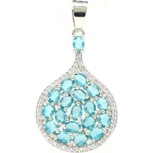 32x22mm Highly Recommend Created Golden Citrine Pink Tourmaline CZ For Women Bride Wedding Silver Pendant Drop Shipping