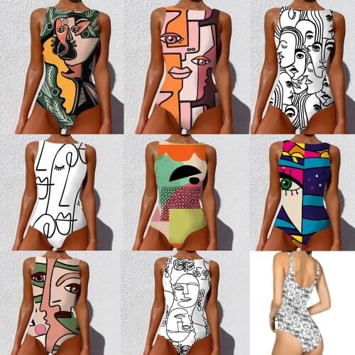 2021 New Sexy Print One Piece Swimsuit Closed Size Swimwear Push Up Women Flower Vintage Body Swim Beach Pool Bathing Suit
