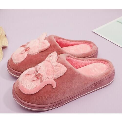 Winter home slippers womens soft plush indoor slippers ladies warm fluffy slippers