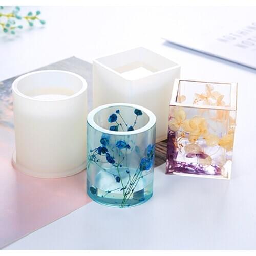 1Pc New Handmade Round/Square Crystal Silicone Clay Mould DIY Succulent Plants Pot Clay Pot Mold Pen Holder Mould