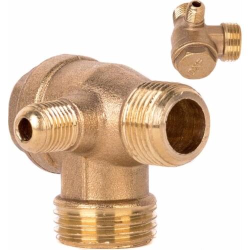 1pc New 3 Port Check Valve Brass Male Thread Check Valve Connector Tool For Air Compressor