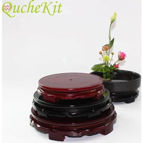 10-24cm Diameter Matte Black Wooden Rotating Base For Wine Carving Vase Base Carving Teapot Base Jewelry Display Stand Tray