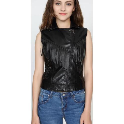 2021 New fashion vest jacket new fashion bomber motorcycle Leather jackets women tassel brand jacket jaqueta couro Motorcycle