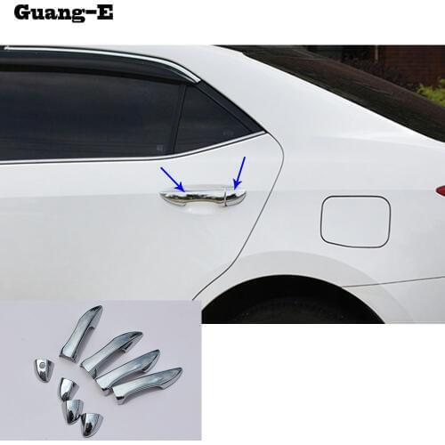 For Toyota Corolla Altis 2014 2015 2016 Car Styling Cover Stick Trim ABS Chrome Door Handle Hoods Frame Lamp Panel 4pcs
