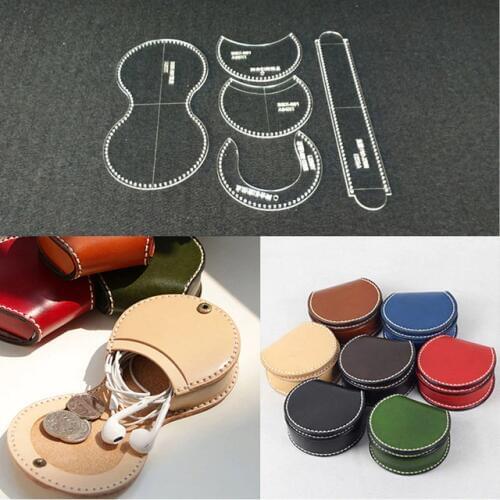 Acrylic Leather Template Home Handwork Leathercraft Sewing Pattern Tools Accessory Earphone line bag Mini coin bag 8.5*8.5*4cm