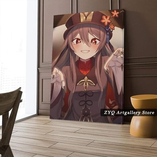 Anime Posters Hu Tao Genshin Impact Canvas Art Poster and Wall Art Picture Print Modern Family Bedroom Decor Posters