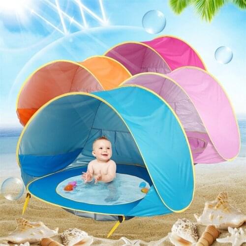 Baby Beach Tent Childrens Waterproof Pop-up Awning Anti-UV Awning with Pool Childrens Outdoor Camping Sunshade Beach