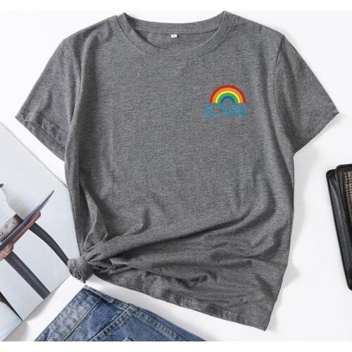 Love Pocket Rainbow Pride Gift Woman T-Shirt Short Sleeve T-Shirts Summer Tops for Women Cotton Graphic Tee Female Shirt Clothes
